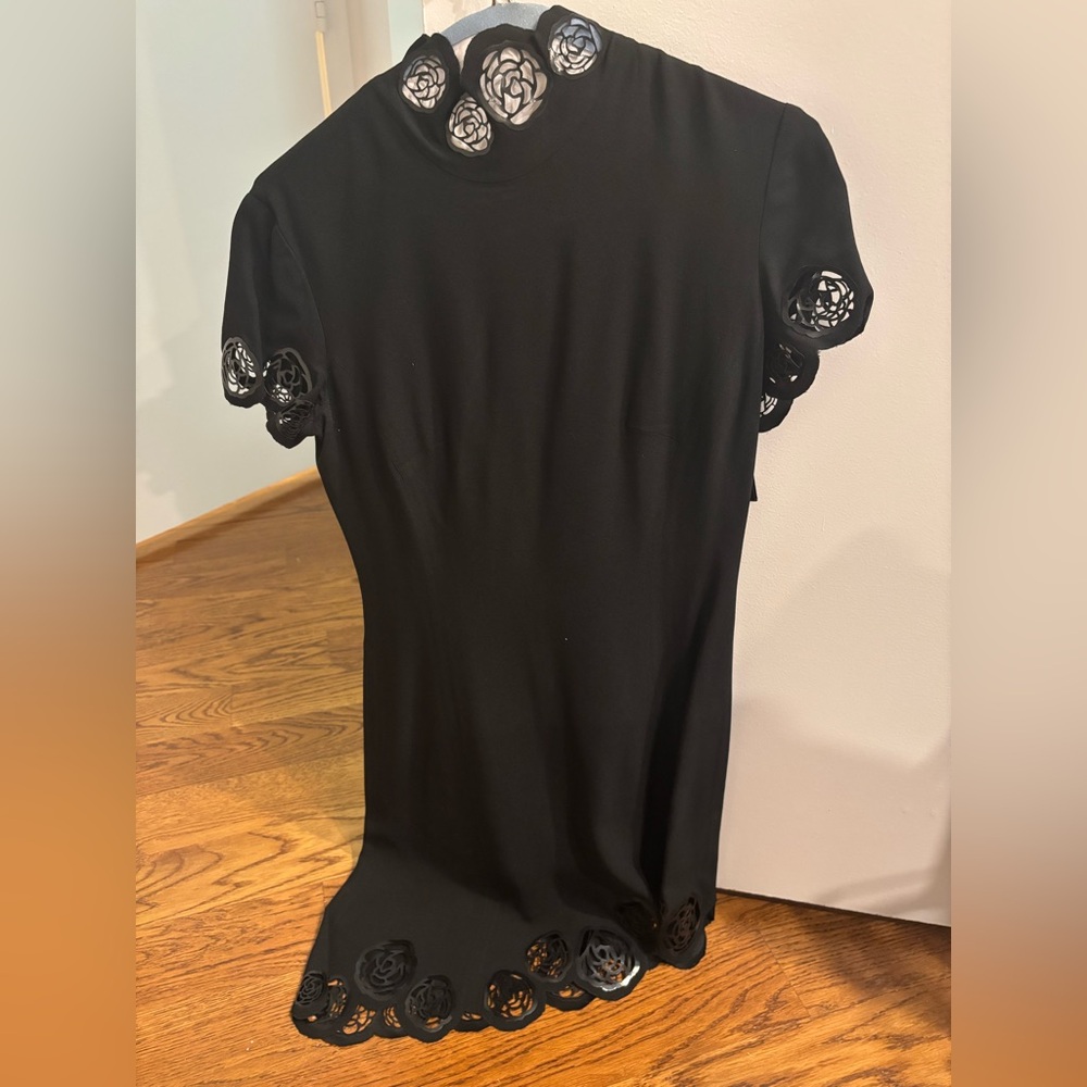 Versus Versace Black Asymmetrical Dress with Floral Cutouts